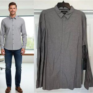 NWT Marc Anthony Gray 100% Cotton Textured Fabric Slim-Fit Button-Down Shirt, XL